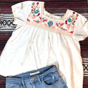 Boutique Embroidered White Blouse